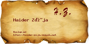 Haider Zója névjegykártya
